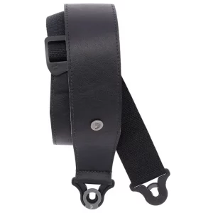 COMFORT LEATHER AUTO LOCK GUITAR STRAP, 2.5" - BLACK