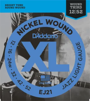 D'Addario 12-52 Light Wound 3rd Electric Guitar Strings